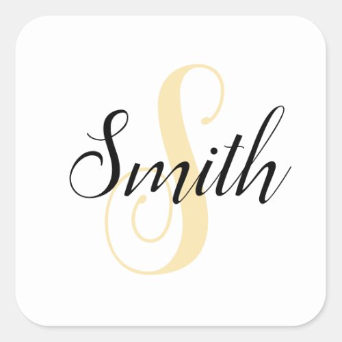 Customizable Gold Monogram Square Sticker