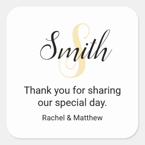 Customizable Gold Monogram Welcome  Square Sticker