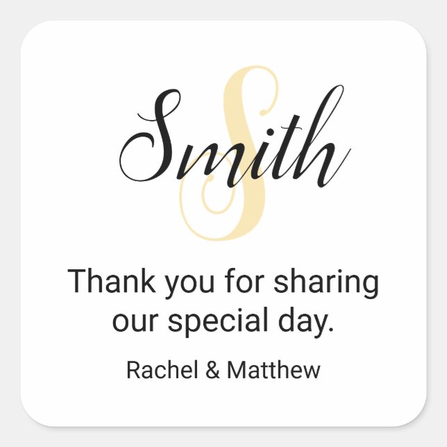 Customizable Gold Monogram Welcome  Square Sticker (Front)