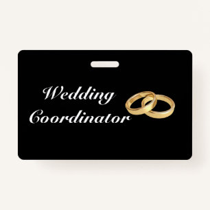 Customizable Gold Rings Wedding Coordinator Badge
