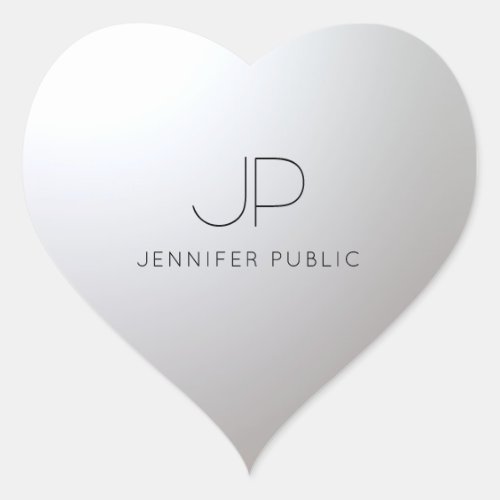 Customizable Gold Silver Template Initial Monogram Heart Sticker