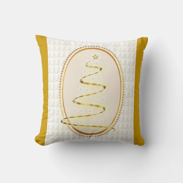 Customizable Gold Tree Christmas Pillow (Front)