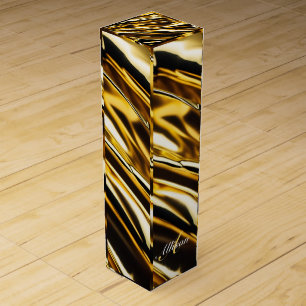 Customizable gold velvet monogram and name wine box