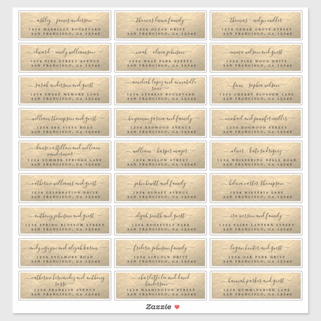 Customizable Gold Wedding Guest Address Labels (Sheet)