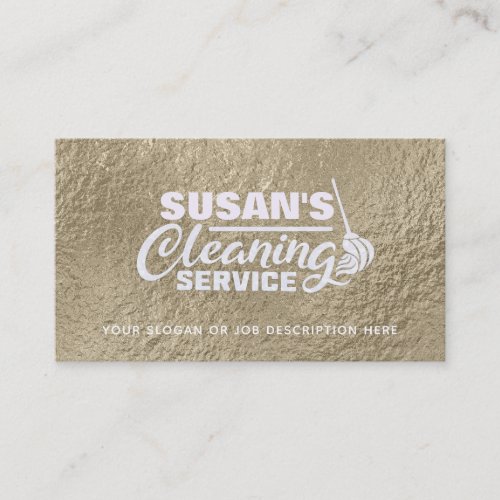 Customizable Gold  White Cleaning Business Cards