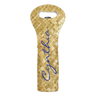 Customizable Gold Wine Tote
