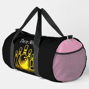 Customizable Golden Bowling Team Art Duffle Bag