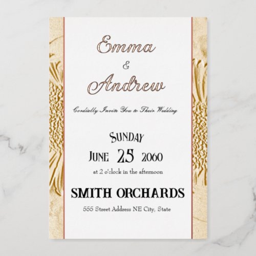 Customizable Golden Floral Simple Wedding Foil Invitation