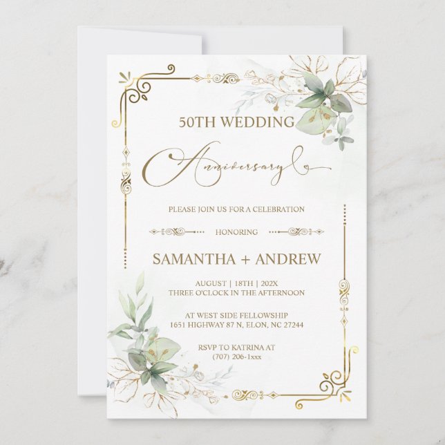 Customizable Golden Jubilee Anniversary Invitation (Front)