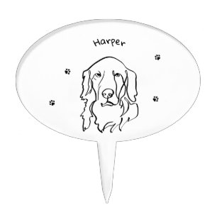 Customizable Golden Retriever Line Art Cake Topper