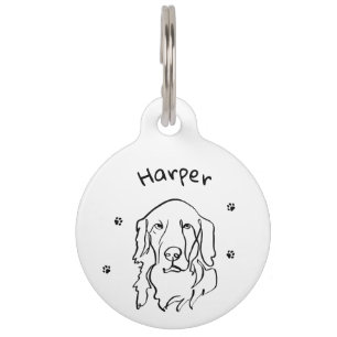 Customizable Golden Retriever Line Art Pet ID Tag