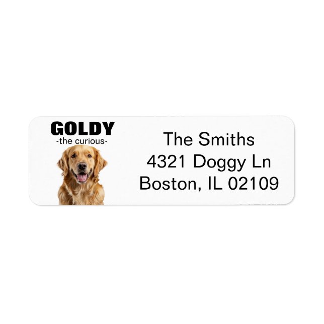 Customizable Golden Retriever Return Address Label (Front)