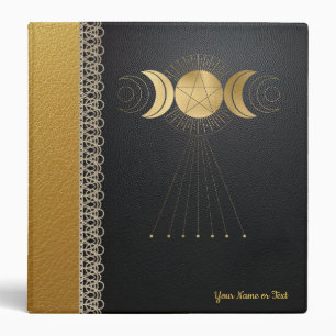 Customizable Golden Triple Moon Pentacle Binder