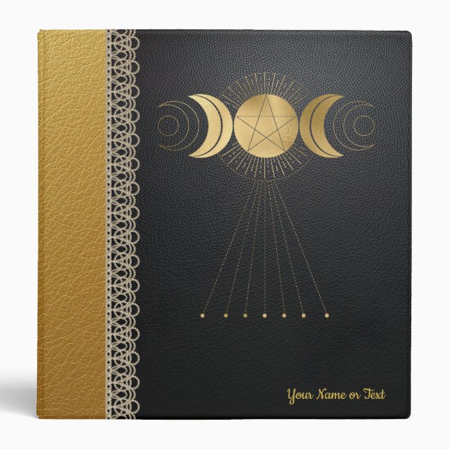 Customizable Golden Triple Moon Pentacle Binder (Front)