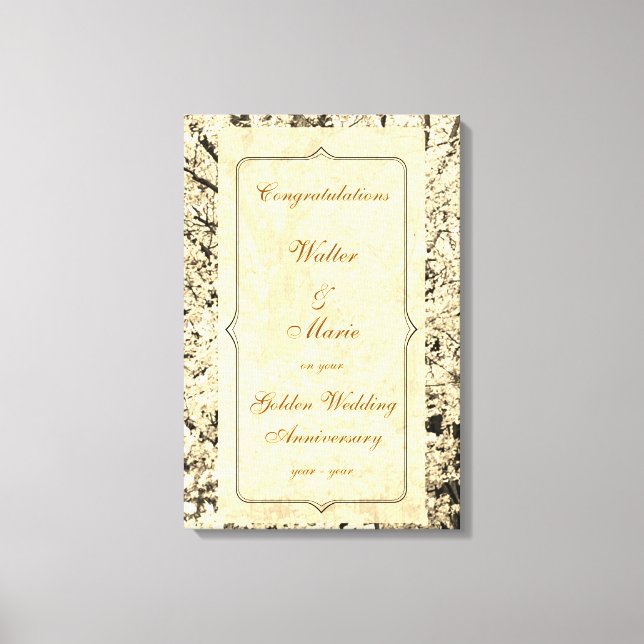Customizable Golden Wedding Anniversary Canvas Print (Front)