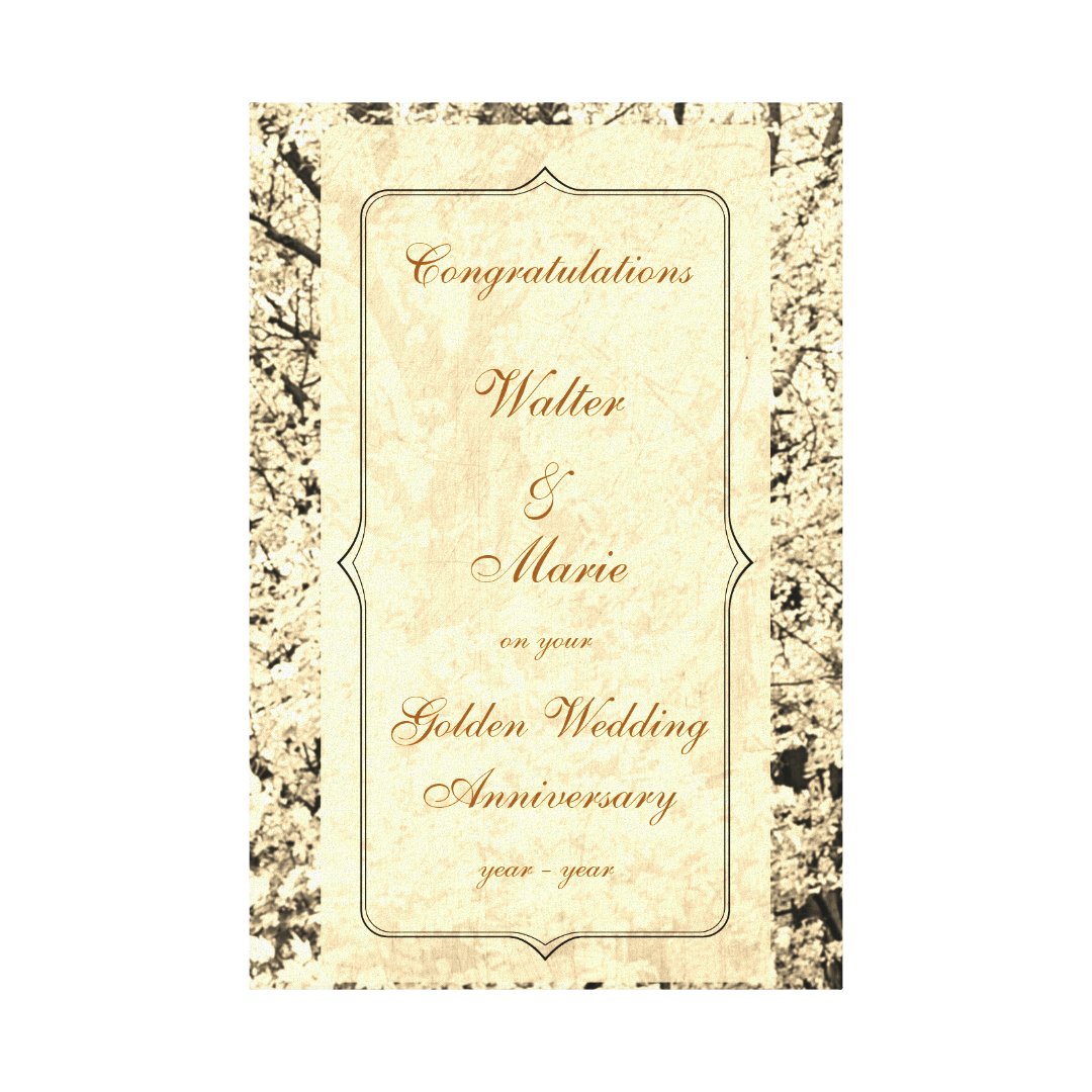 Customizable Golden Wedding Anniversary Canvas Print | Zazzle