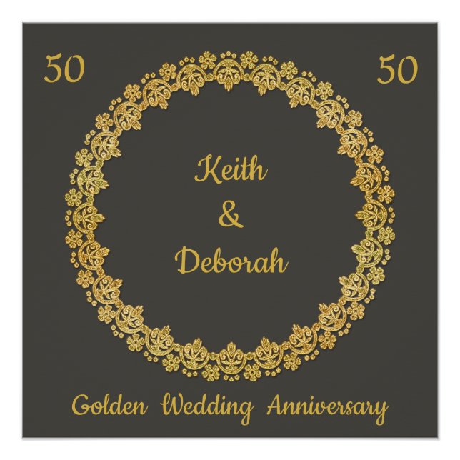 Customizable Golden Wedding Anniversary Poster (Front)