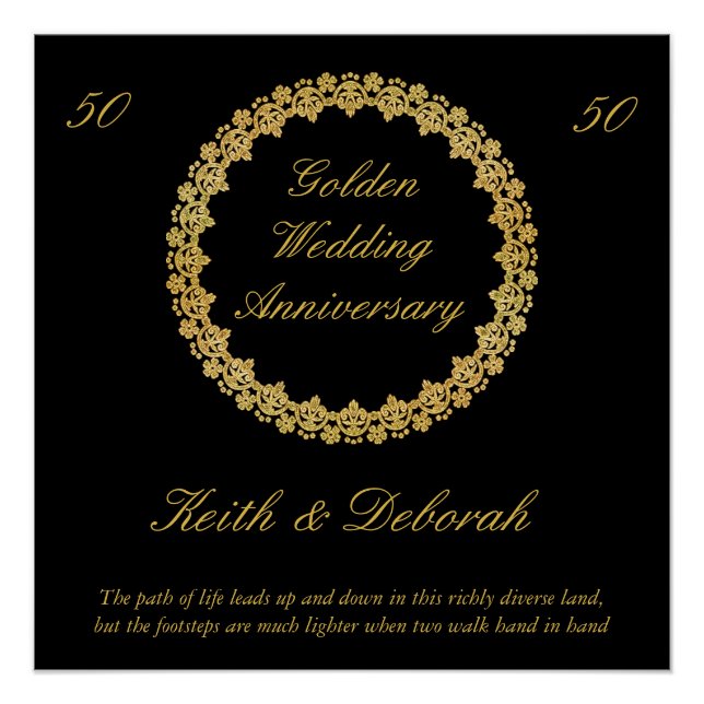 Customizable Golden Wedding Anniversary Poster (Front)