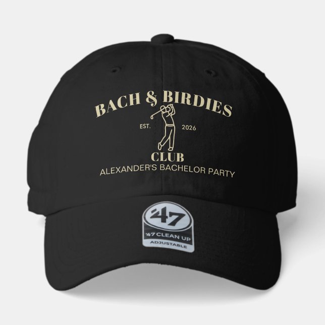 Customizable Golf Bachelor Party Retro Dad Hat (Front)
