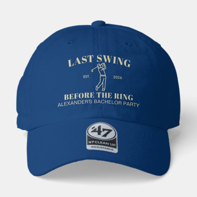 Customizable Golf Bachelor Party Retro Dad Hat (Front)