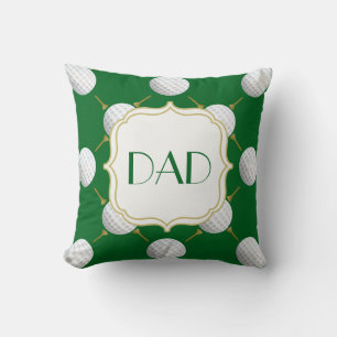 Customizable Golf Ball and Tees on Green Throw Pillow