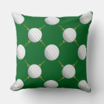 Customizable Golf Ball and Tees on Green Throw Pillow