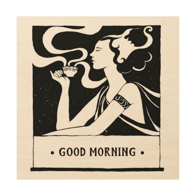 Customizable Good Morning Coffee Art Nouveau Woman (Front)