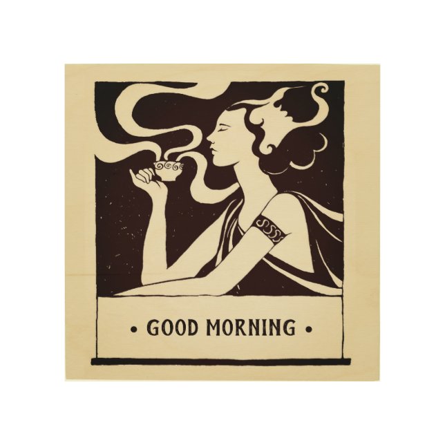 Customizable Good Morning Coffee Art Nouveau Woman (Front)