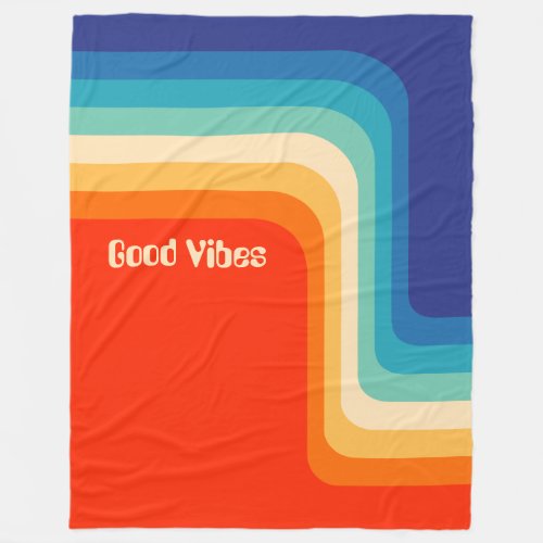 Customizable Good Vibes 70s Ombre Fleece Blanket