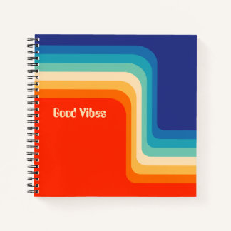 Customizable Good Vibes 70s Ombre Notebook