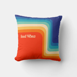 Customizable Good Vibes 70s Ombre Throw Pillow