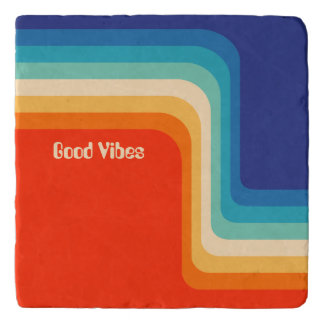 Customizable Good Vibes 70s Ombre Trivet