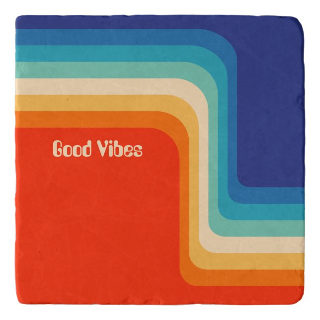 Customizable Good Vibes 70s Ombre Trivet (Front)