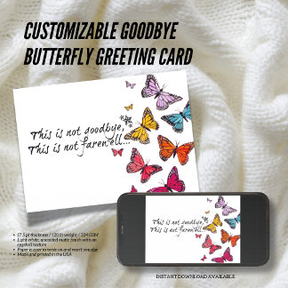 Customizable Goodbye Butterfly Greeting Card