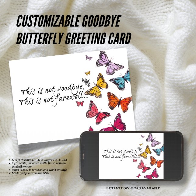 Customizable Goodbye Butterfly Greeting Card ( The Butterfly Studio
Customizable Goodbye Butterfly Greeting Card)