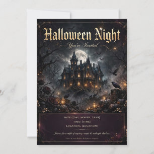 Customizable Gothic Castle Halloween Night Party I Invitation