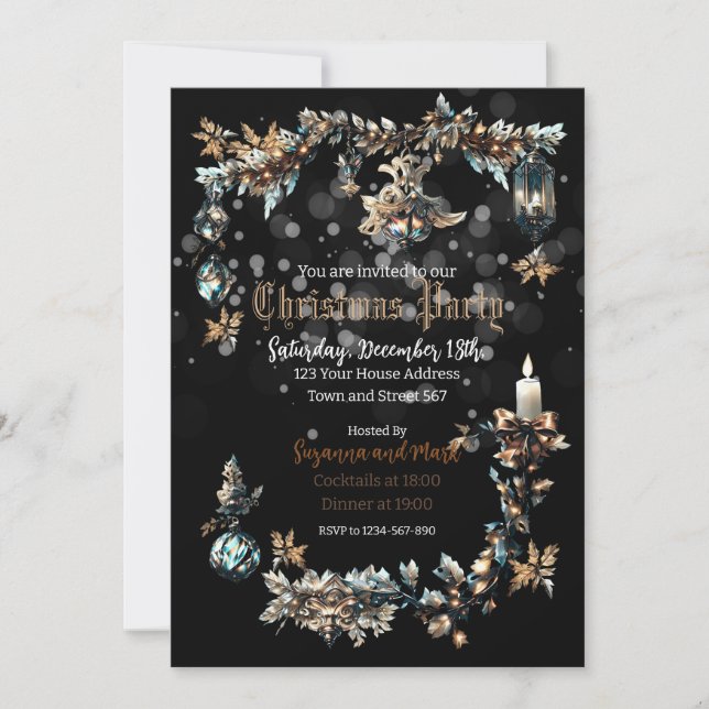 Customizable Gothic Christmas Party invitation (Front)