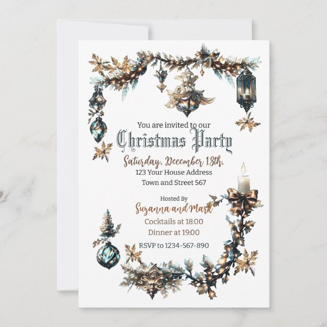 Customizable Gothic Christmas Party invitation (Front)