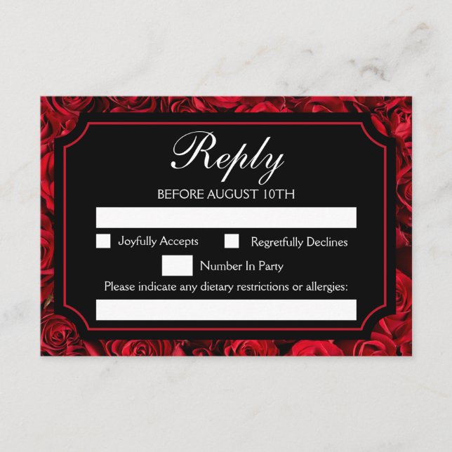 Customizable Gothic Rose Reply Card (Front)