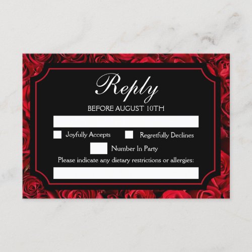 Customizable Gothic Rose Reply Card