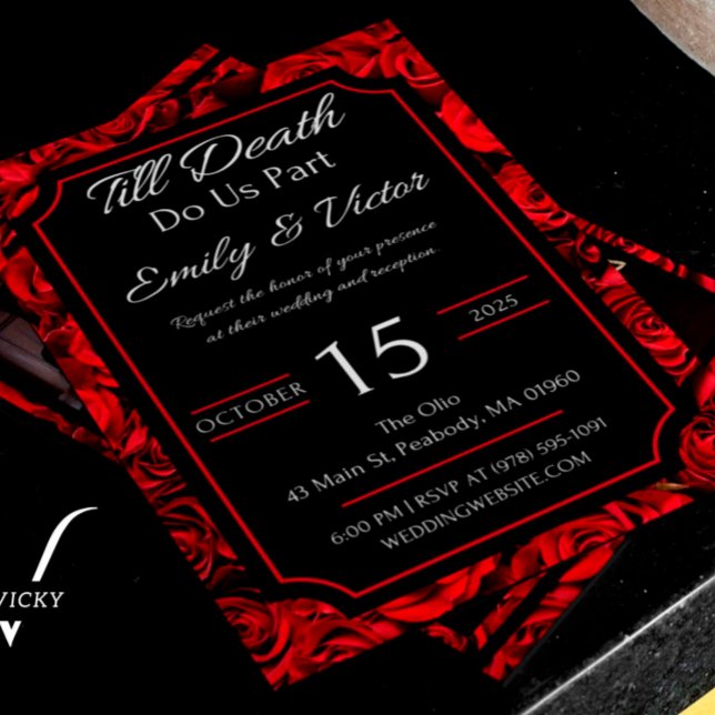 Customizable Gothic Rose Wedding Invitations (Creator Uploaded)