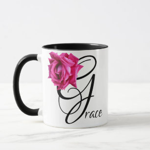 Customizable Grace name hot pink rose floral fun Mug