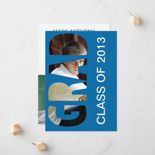 Customizable GRAD Cutout Graduation Announcement (Front/Back In Situ)