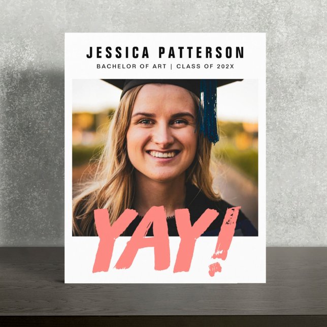 customizable GRAD "YAY!" college graduation Announ (Creator Uploaded)