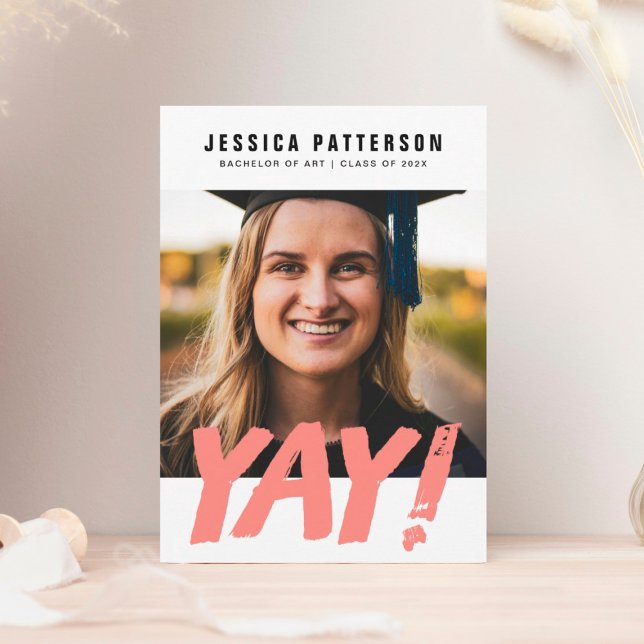 customizable GRAD "YAY!" college graduation Announcement (Creator Uploaded)