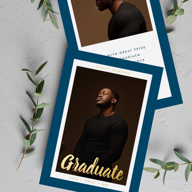 Customizable "Graduate" Photo Graduation Gold Foil Invitation (Creator Uploaded)