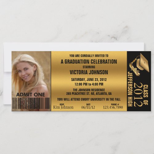 Customizable Graduation Admission Ticket Invite