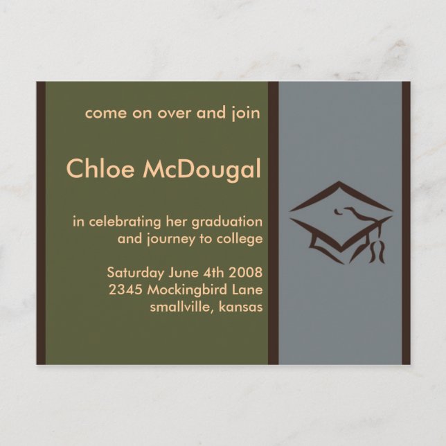 Customizable Graduation Invite Olive (Front)