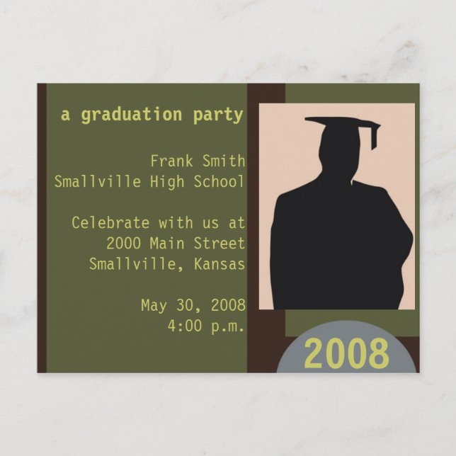 Customizable Graduation Party Postcard (Front)