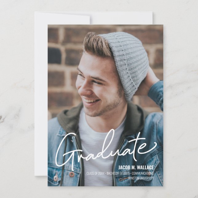 Customizable Graduation Photo Boy Graduate Announcement (Front)